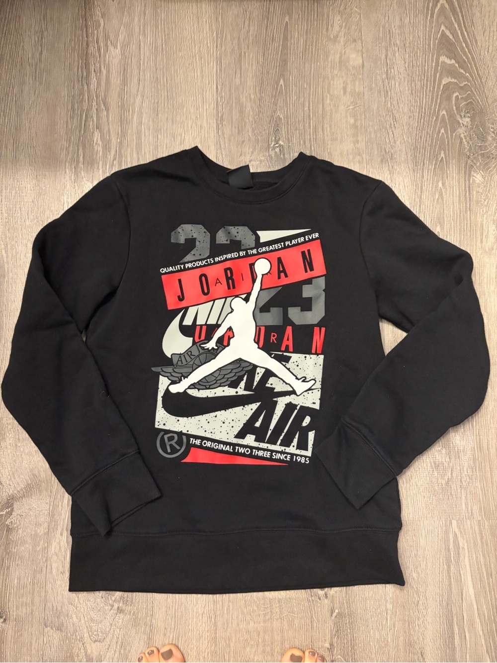 Boy's Black Jordan Graphic Crewneck Sweatshirt- Size Large- Pre-owned